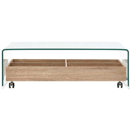 Table Basse Clair 98X45X31 Cm Verre Trempé