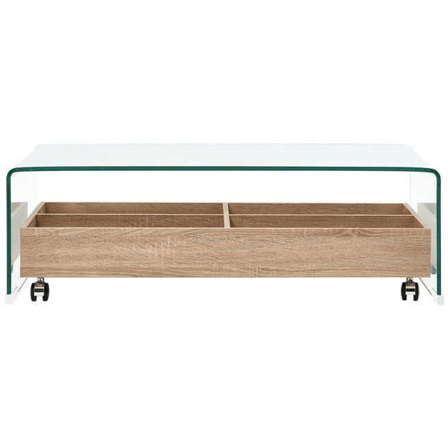 Table Basse Clair 98X45X31 Cm Verre Trempé