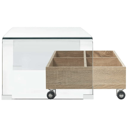 Table Basse Clair 98X45X31 Cm Verre Trempé