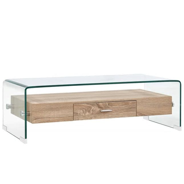 Table Basse Clair 98X45X31 Cm Verre Trempé