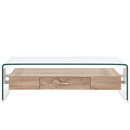 Table Basse Clair 98X45X31 Cm Verre Trempé