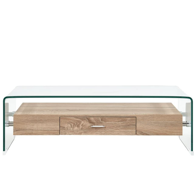 Table Basse Clair 98X45X31 Cm Verre Trempé
