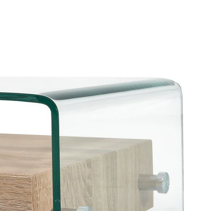 Table Basse Clair 98X45X31 Cm Verre Trempé