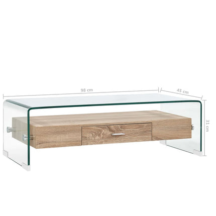Table Basse Clair 98X45X31 Cm Verre Trempé