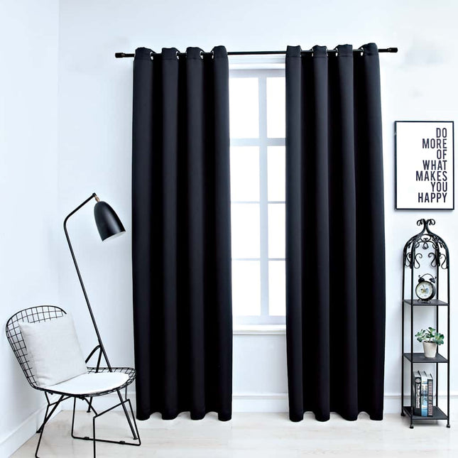Rideaux Occultants Avec Anneaux En Métal 2 Pcs