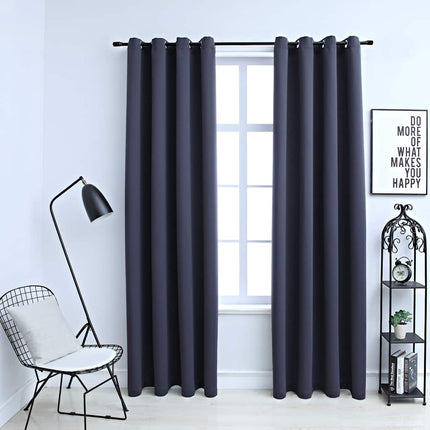 Rideaux Occultants Avec Anneaux En Métal 2 Pcs