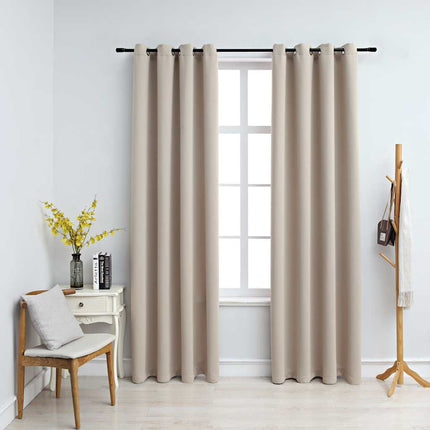 Rideaux Occultants Avec Anneaux En Métal 2 Pcs
