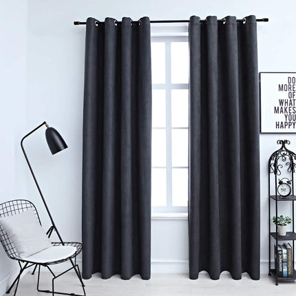 Rideaux Occultants Avec Anneaux Métal 2Pcs 140X175Cm