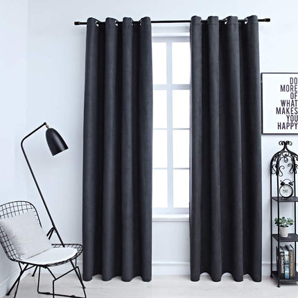 Rideaux Occultants Avec Anneaux Métal 2Pcs 140X175Cm