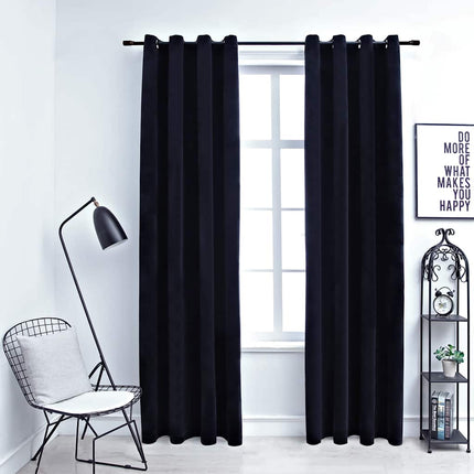 Rideaux Occultants Avec Anneaux 2 Pcs Velours