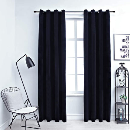 Rideaux Occultants Avec Anneaux 2 Pcs Velours