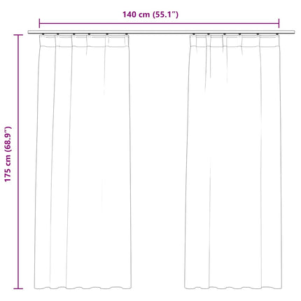Rideaux Occultants Avec Crochets 2 Pcs Velours