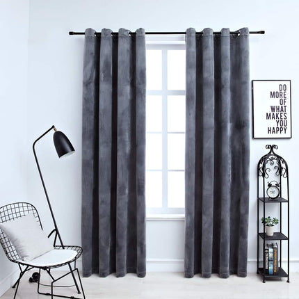 Rideaux Occultants Avec Anneaux 2 Pcs Velours