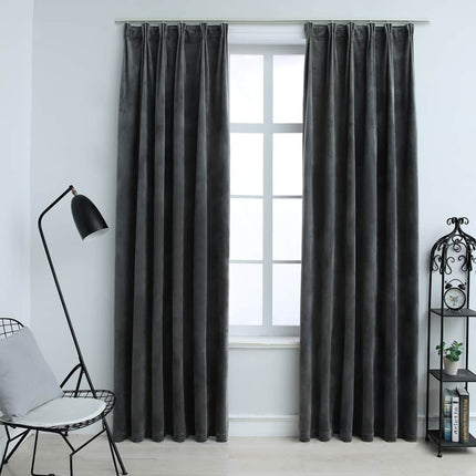 Rideaux Occultants Avec Crochets 2 Pcs Velours