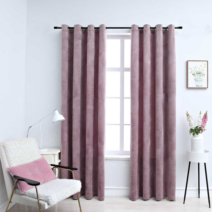 Rideaux Occultants Avec Anneaux 2 Pcs Velours