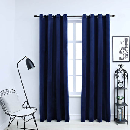 Rideaux Occultants Avec Anneaux 2 Pcs Velours
