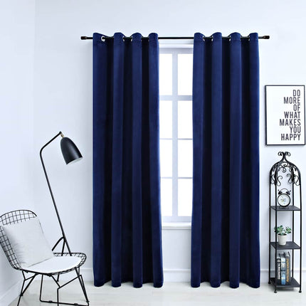 Rideaux Occultants Avec Anneaux 2 Pcs Velours