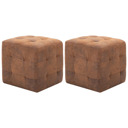 2 Pcs Poufs 30 X 30 X 30 Cm Similicuir Daim