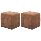 2 Pcs Poufs 30 X 30 X 30 Cm Similicuir Daim