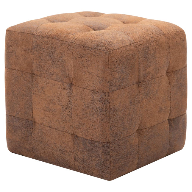 2 Pcs Poufs 30 X 30 X 30 Cm Similicuir Daim