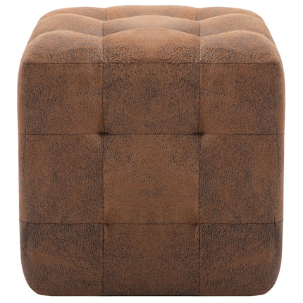 2 Pcs Poufs 30 X 30 X 30 Cm Similicuir Daim