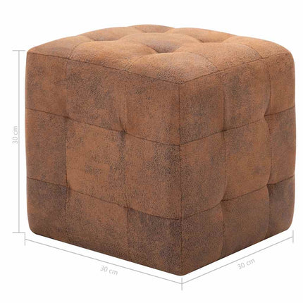 2 Pcs Poufs 30 X 30 X 30 Cm Similicuir Daim