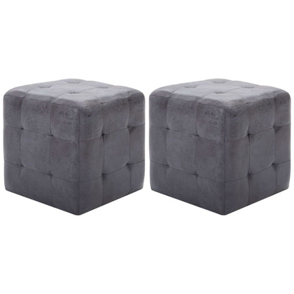 2 Pcs Poufs 30 X 30 X 30 Cm Similicuir Daim