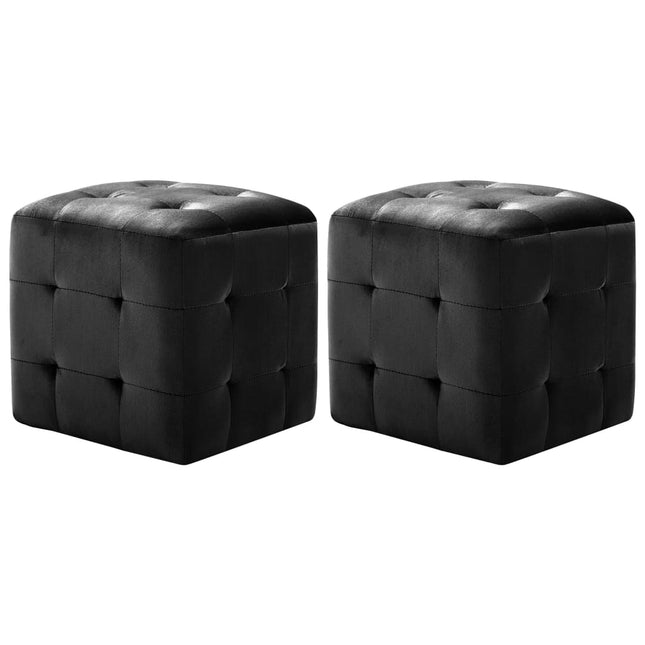2 Pcs Poufs 30 X 30 X 30 Cm Tissu Velours
