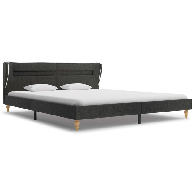 Lit Led Et Matelas À Mémoire De Forme Gris Foncé Jute 180X200Cm