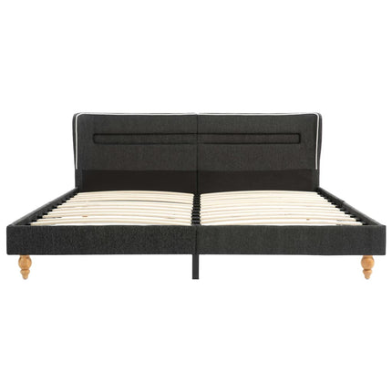 Lit Led Et Matelas À Mémoire De Forme Gris Foncé Jute 180X200Cm