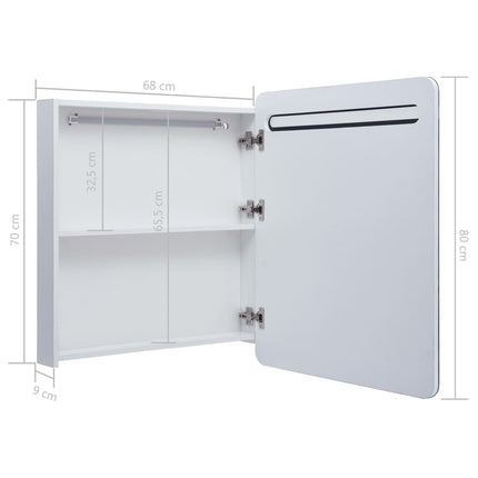 Armoire De Salle De Bain À Miroir Led 68X9X80 Cm
