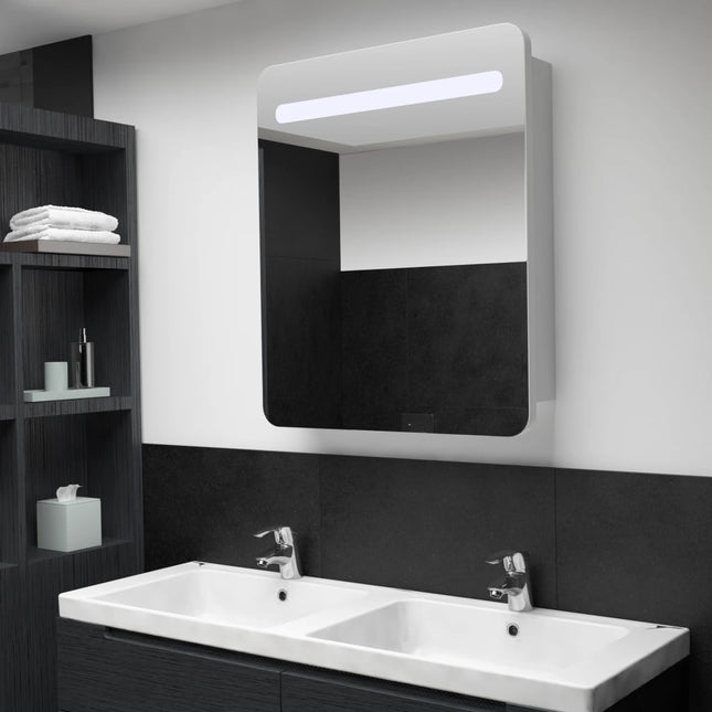 Armoire De Salle De Bain À Miroir Led 68X9X80 Cm