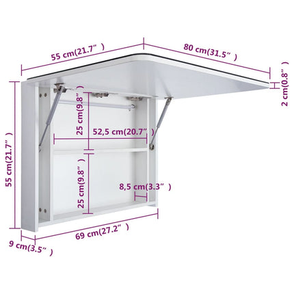 Armoire De Salle De Bain À Miroir Led 80X9,5X55 Cm