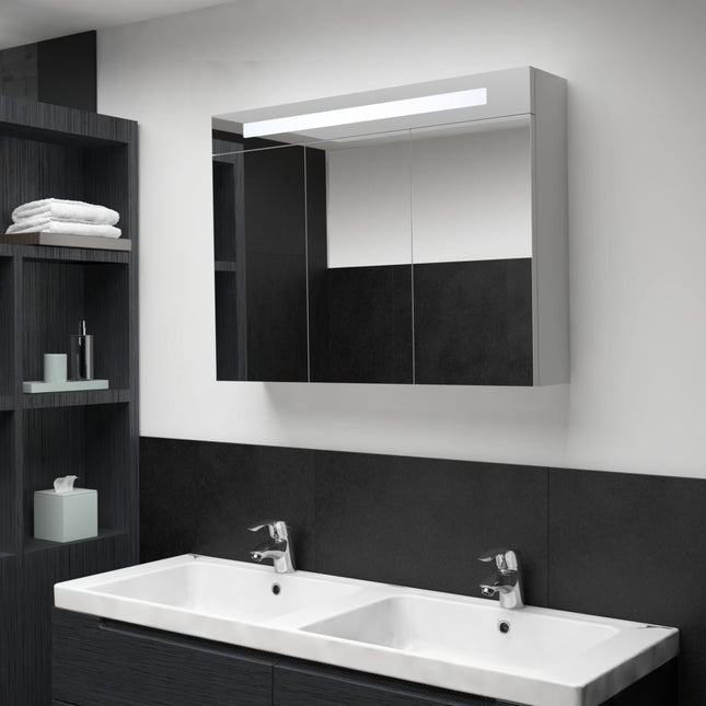 Armoire De Salle De Bain À Miroir Led 88X13X62 Cm