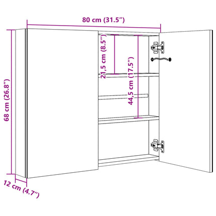 Armoire De Salle De Bain À Miroir Led 80X12,2X68 Cm