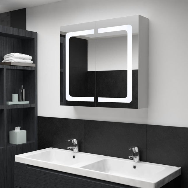 Armoire De Salle De Bain À Miroir Led 80X12,2X68 Cm