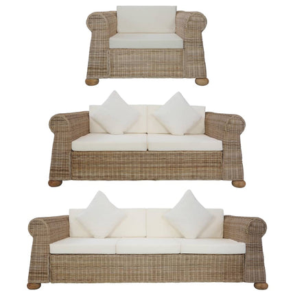 Ensemble De Canapés Avec Coussins 2 Pcs Rotin Naturel