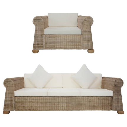 Ensemble De Canapés Avec Coussins 2 Pcs Rotin Naturel