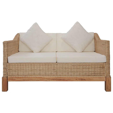 Ensemble De Canapés 2 Pcs Avec Coussins Rotin Naturel