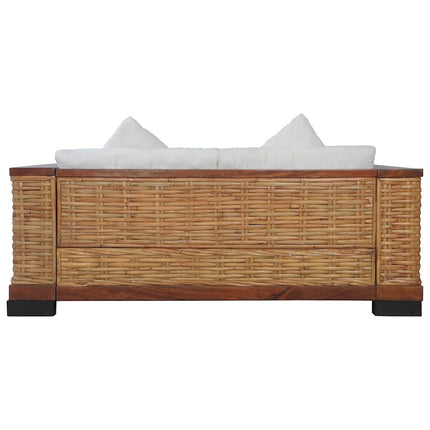 Ensemble De Canapés 2 Pcs Avec Coussins Marron Rotin Naturel