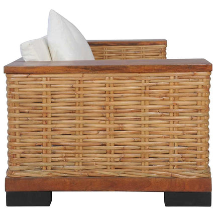 Ensemble De Canapés 2 Pcs Avec Coussins Marron Rotin Naturel