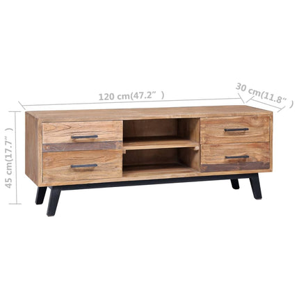 Meuble Tv 120X30X45 Cm Bois De Teck Solide