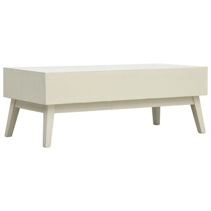 Table Basse Avec 2 Tiroirs Gris Sculpté 110X50X40 Cm Bois