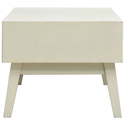 Table Basse Avec 2 Tiroirs Gris Sculpté 110X50X40 Cm Bois