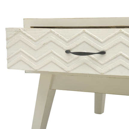 Table Basse Avec 2 Tiroirs Gris Sculpté 110X50X40 Cm Bois