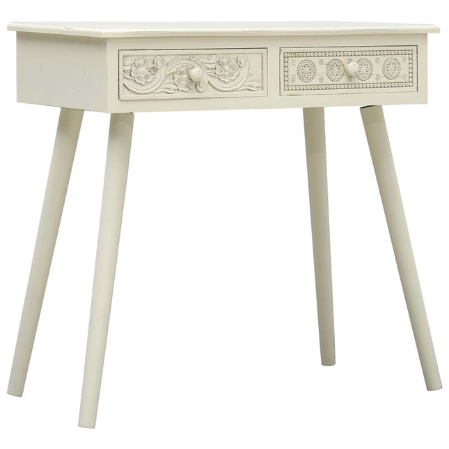 Table Console Avec 2 Tiroirs Gris Sculpté 80X40X77,8 Cm Bois