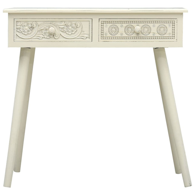Table Console Avec 2 Tiroirs Gris Sculpté 80X40X77,8 Cm Bois