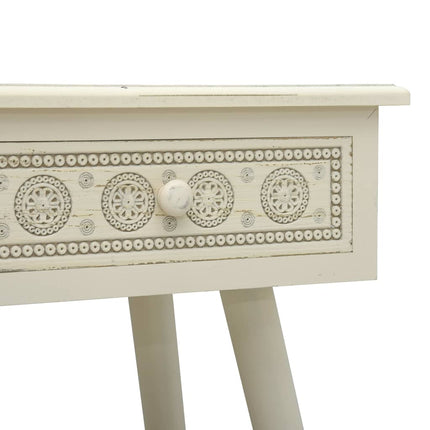 Table Console Avec 2 Tiroirs Gris Sculpté 80X40X77,8 Cm Bois