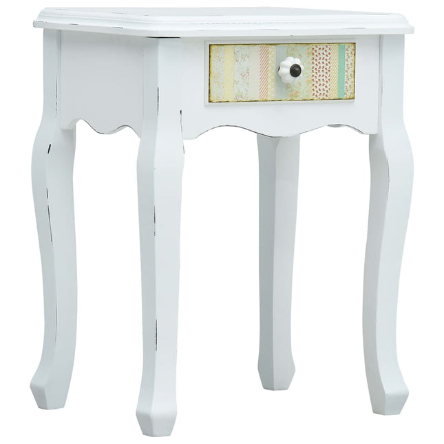 Table De Chevet Blanc 40X30X50,5 Cm Bois