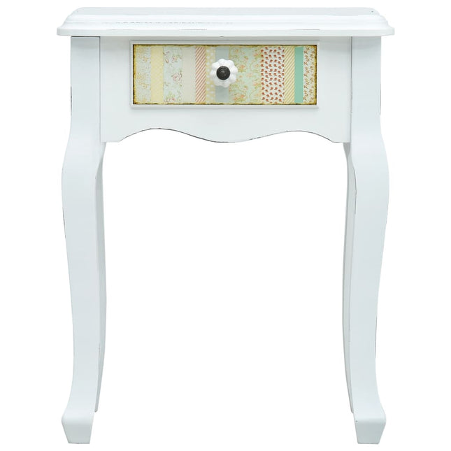 Table De Chevet Blanc 40X30X50,5 Cm Bois